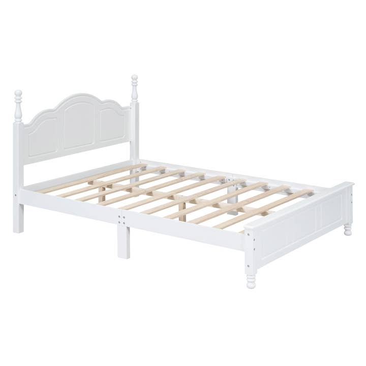 Orange County Decor - Wholesale Bed - Full Size Wood Platform Bed Frame,Retro Style Platform Bed With Wooden Slat Support,White White Wood3