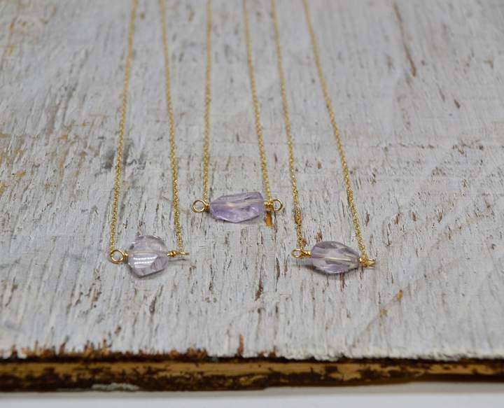 Daddy Daughter Jewelry - Wholesale Pendant/Charm Necklace - 14K Gold Filled Amethyst Necklace | February Birthstone2
