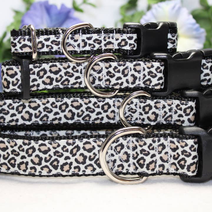 Coleira ajustável com estampa de leopardo disponível em 4 tamanhos/coleira de cachorro leopardo preta e bronzeada/coleira de cachorro menina/coleira de cachorro com estampa animal por atacado de Trendies