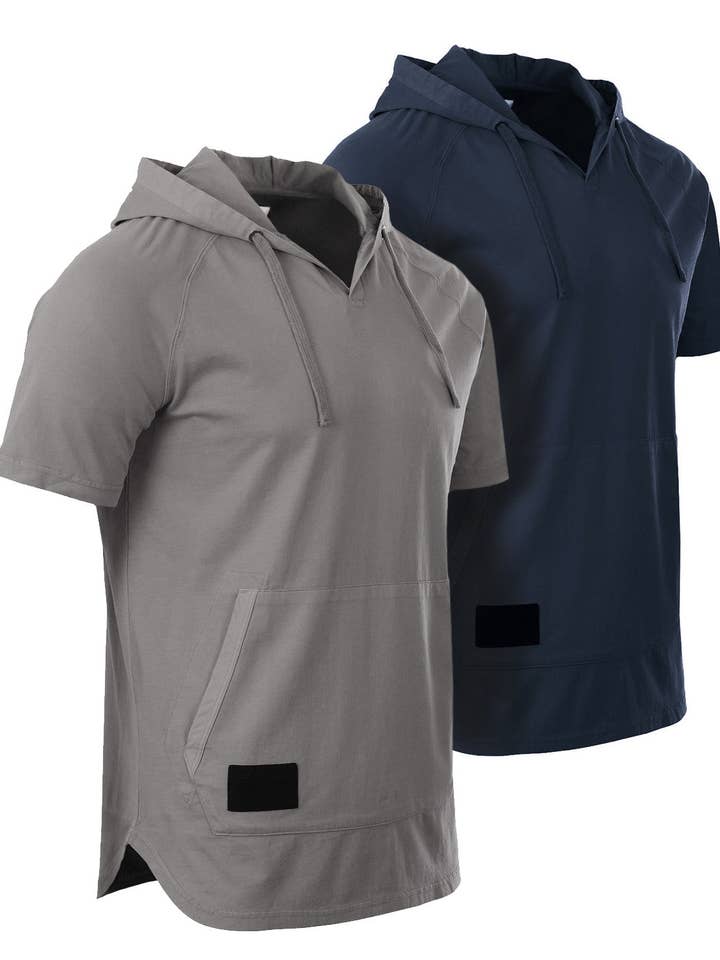 Hoodie à manches courtes teint par pigment pour homme ZIMEGO Vintage Fashion pour la vente par ZIMEGO