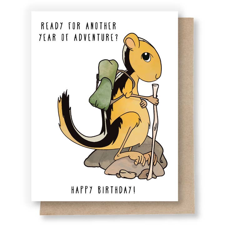 Pronto para Mais um Ano de Aventura (Esquilo) Cartão de Aniversário por atacado de Sweet Pea Cole