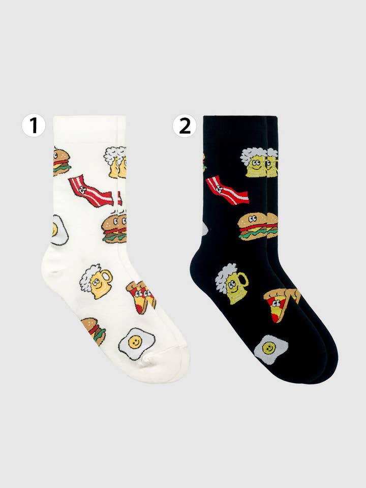 Men's Crew Cartoon Pattern Socks for wholesale by 7DAYSSOCKS