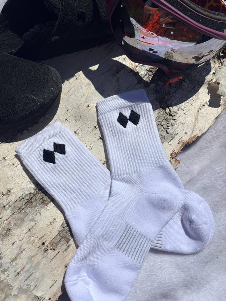 Embroidered Double Black Diamond Ski and Snowboard Socks for wholesale by Say It Ain't Sold