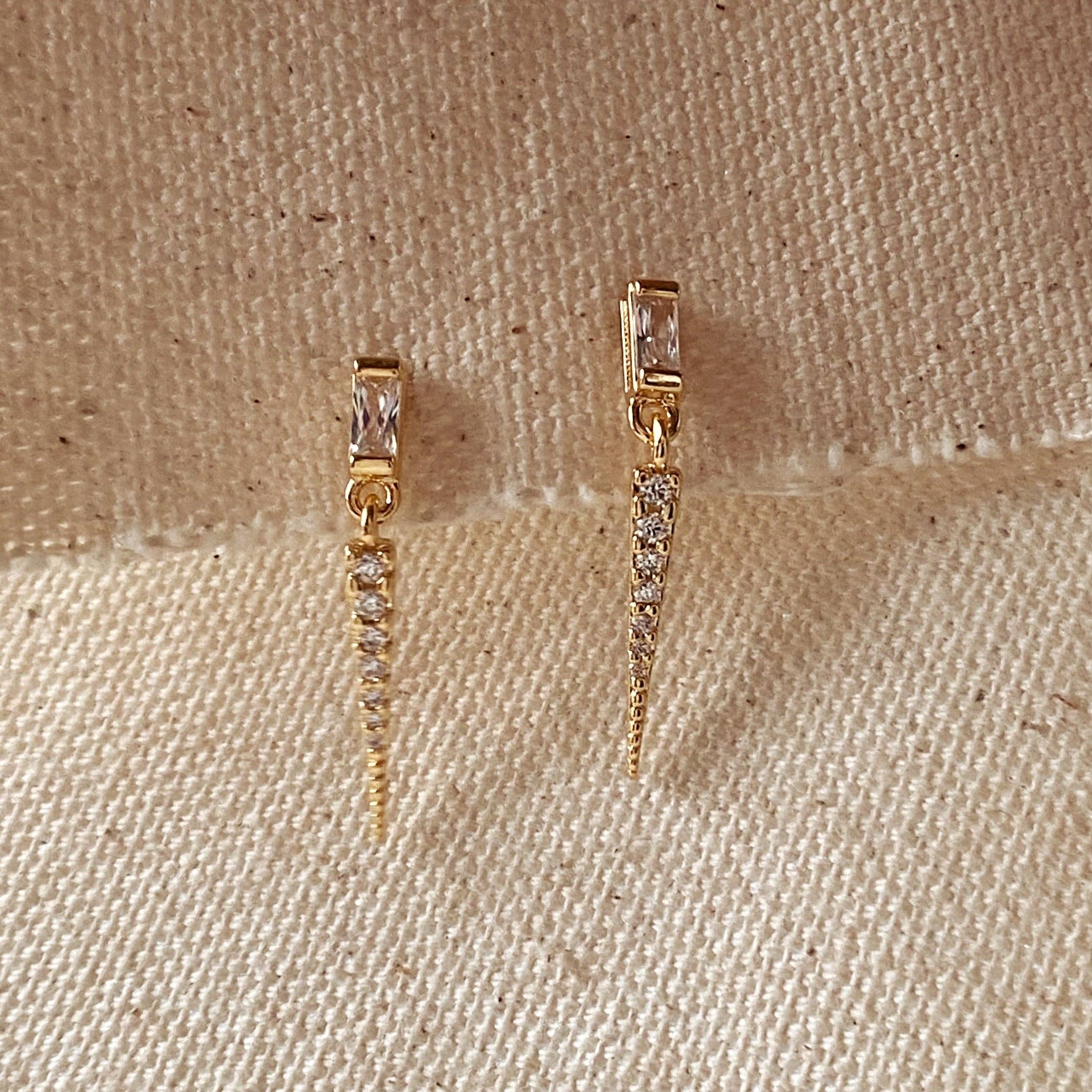 GoldFi – Großhandel Ohrhänger – Baguette Cubic Zircon Stone mit Spike Drop Ohrring3