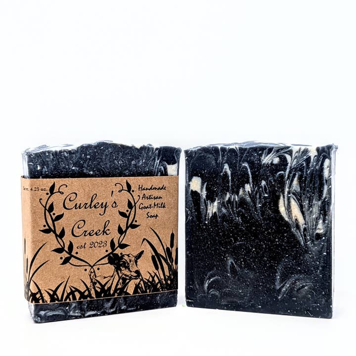 Curley's Creek - Wholesale Bar Soap - 🌙 Midnight in the Holler | Goat Milk Soap Bar | Handmade Natural Skincare | 4.25 Ounce | Detoxifying | Curley's Creek1