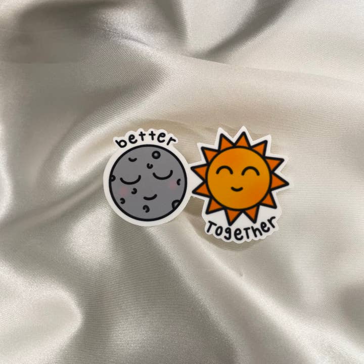 Better Together Sun and Moon Waterproof Sticker for wholesale by StellaJude
