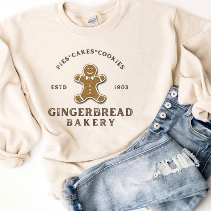 Peach Closet - Wholesale Graphic Sweatshirt - Women's - Gingerbread Bakery Crew Sweatshirt