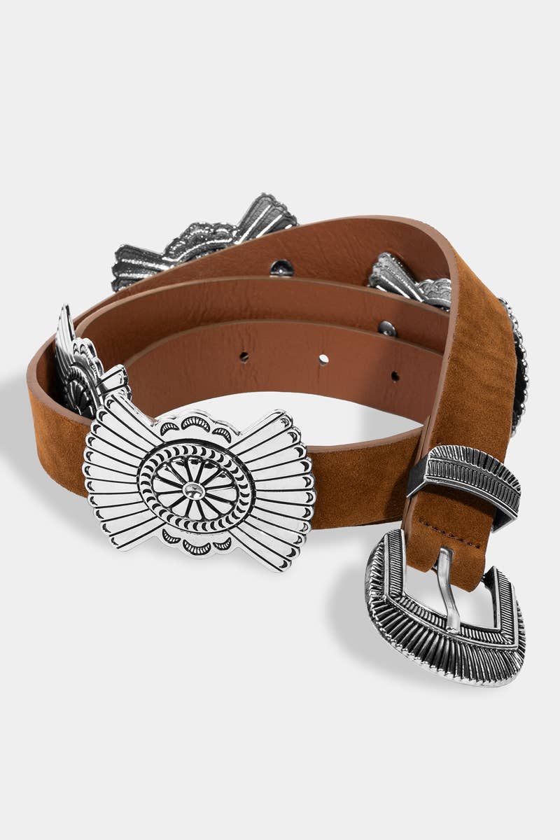 Collections by Fame Accessories – wholesale Bälte - Dam – Blommedaljong Western Buckle Decor Belt0