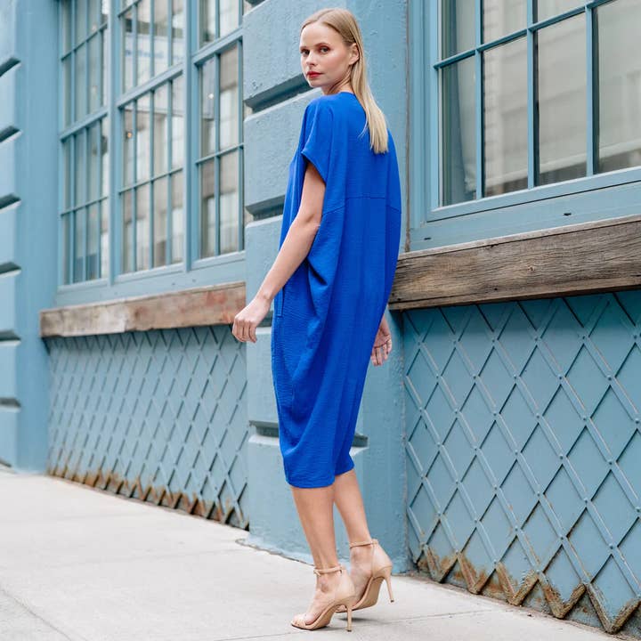 Clara Sunwoo - Wholesale Dress - Women's - DR45R - Textured Rayon - Empire Waist Caftan Pocket Dress