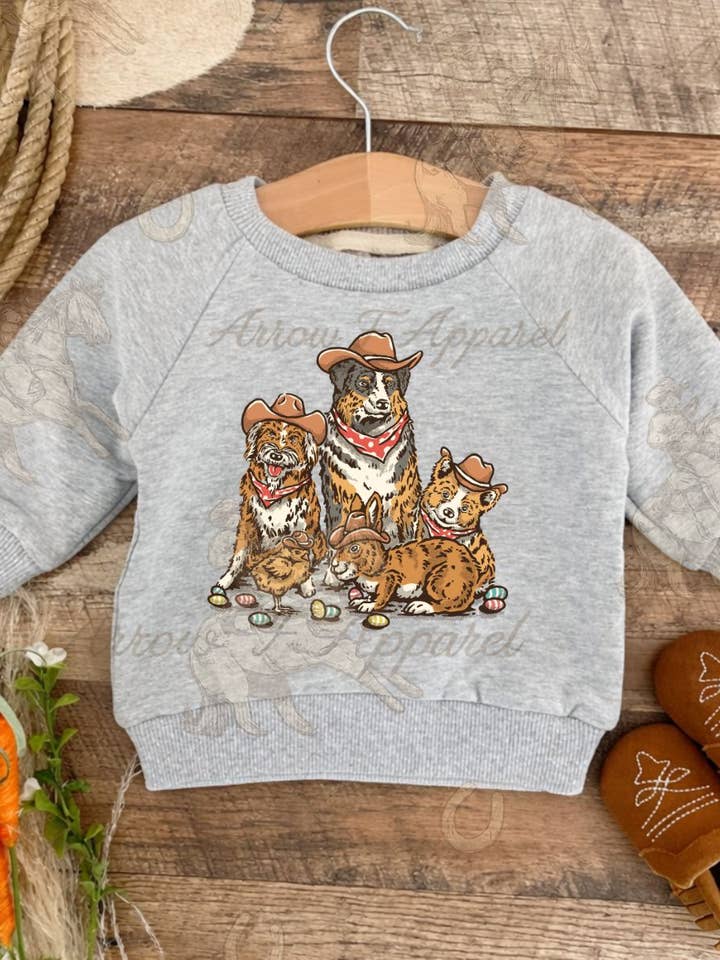 Easter Cowdogs Sweatshirt (Toddler/Youth)(Grey) for wholesale by Arrow F Apparel