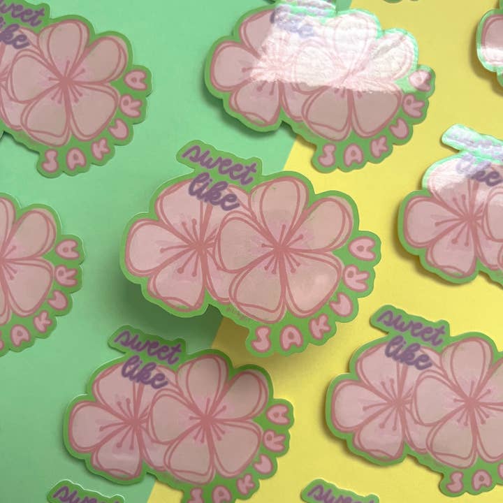 doux comme un autocollant sakura pour la vente par GLTCHGIRL