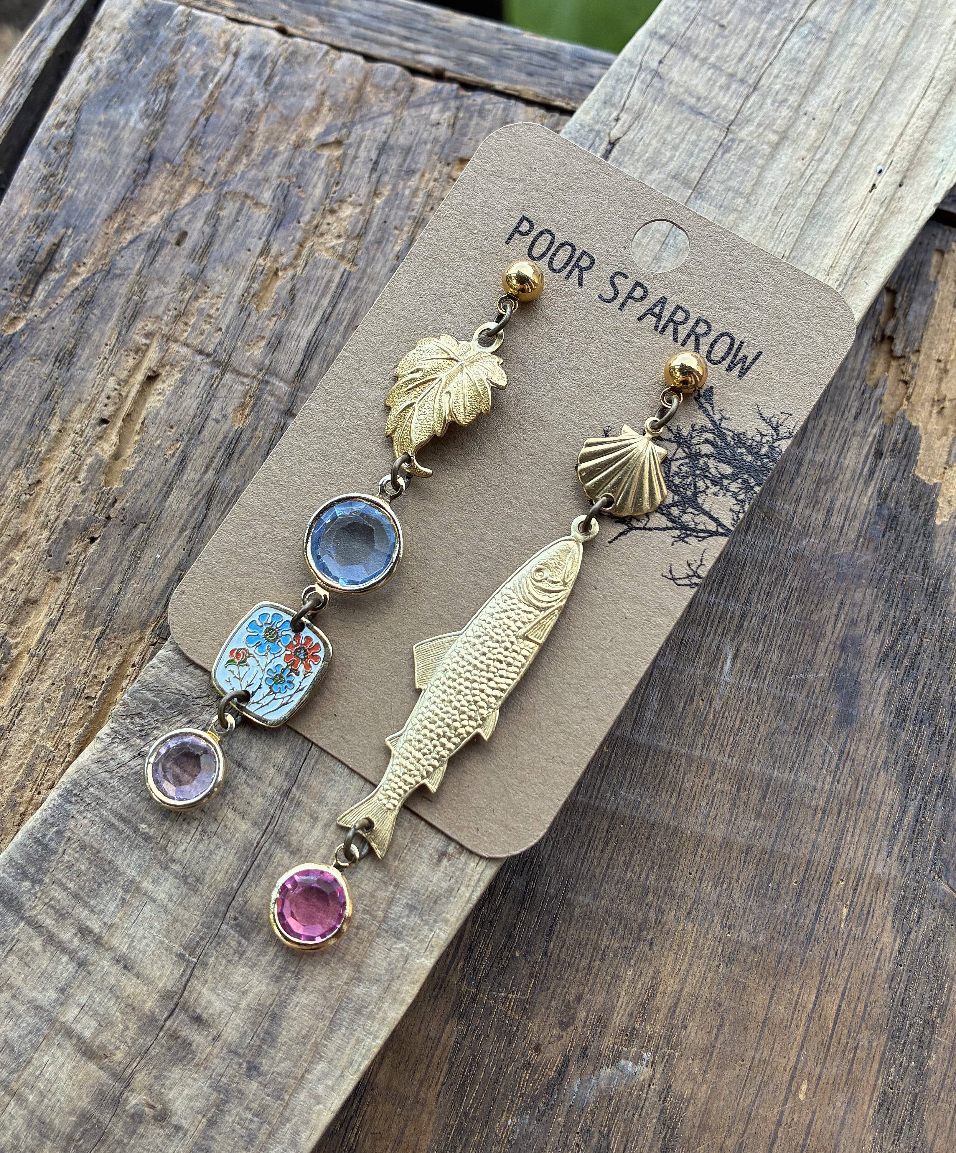 Poor Sparrow - Wholesale Dangle Earrings - Nature Study Number 2 Vintage Charm Dangles3