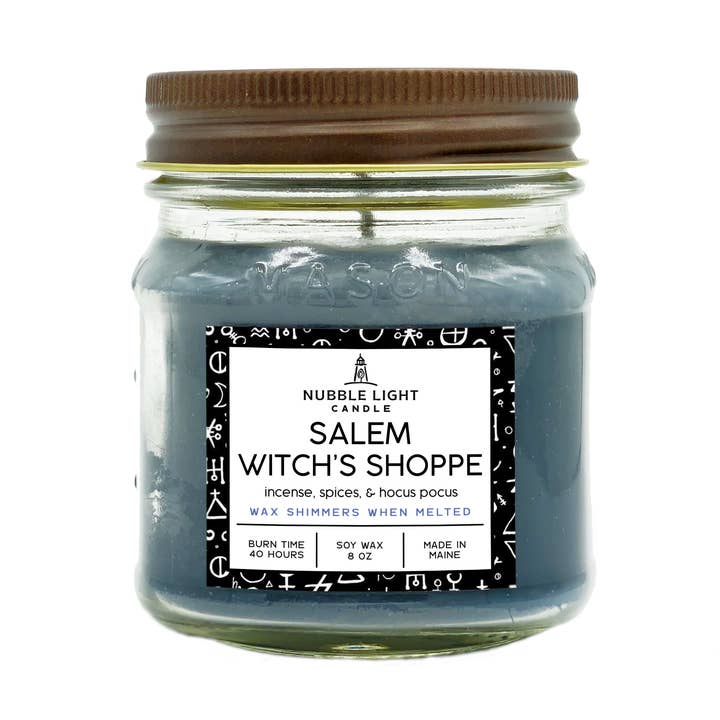 Salem Witch's Shoppe 8oz. Scented Soy Candle for wholesale by Nubble Light Candle