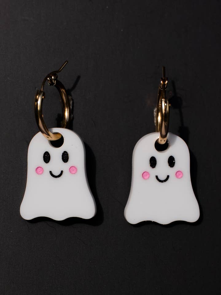 Cute Happy Ghost Hoop Earrings for wholesale by Cuteryko