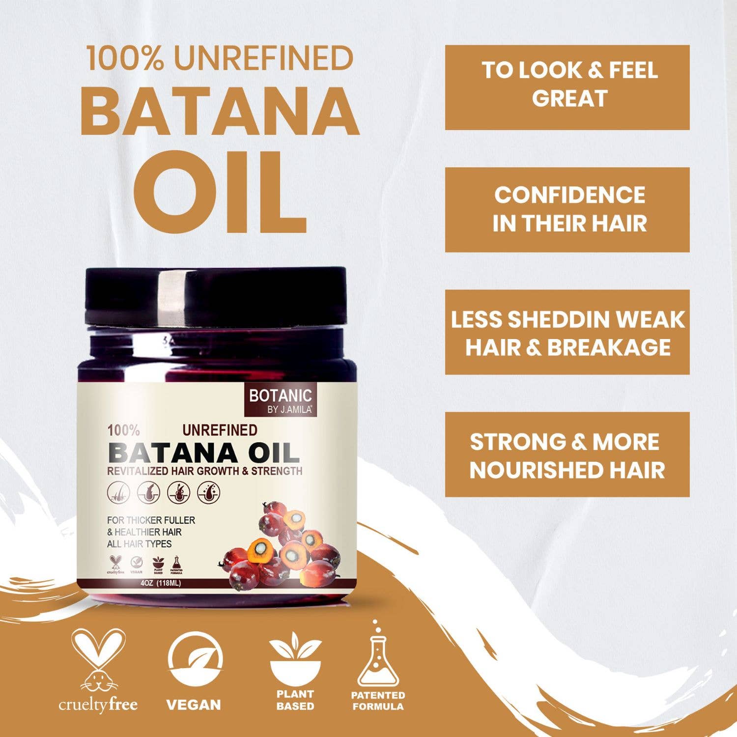 UB BRANDS INC - Wholesale Hair Oil - Botanic by J.Amila 100% Unrefined Batana Oil Butter - 4 Oz 3