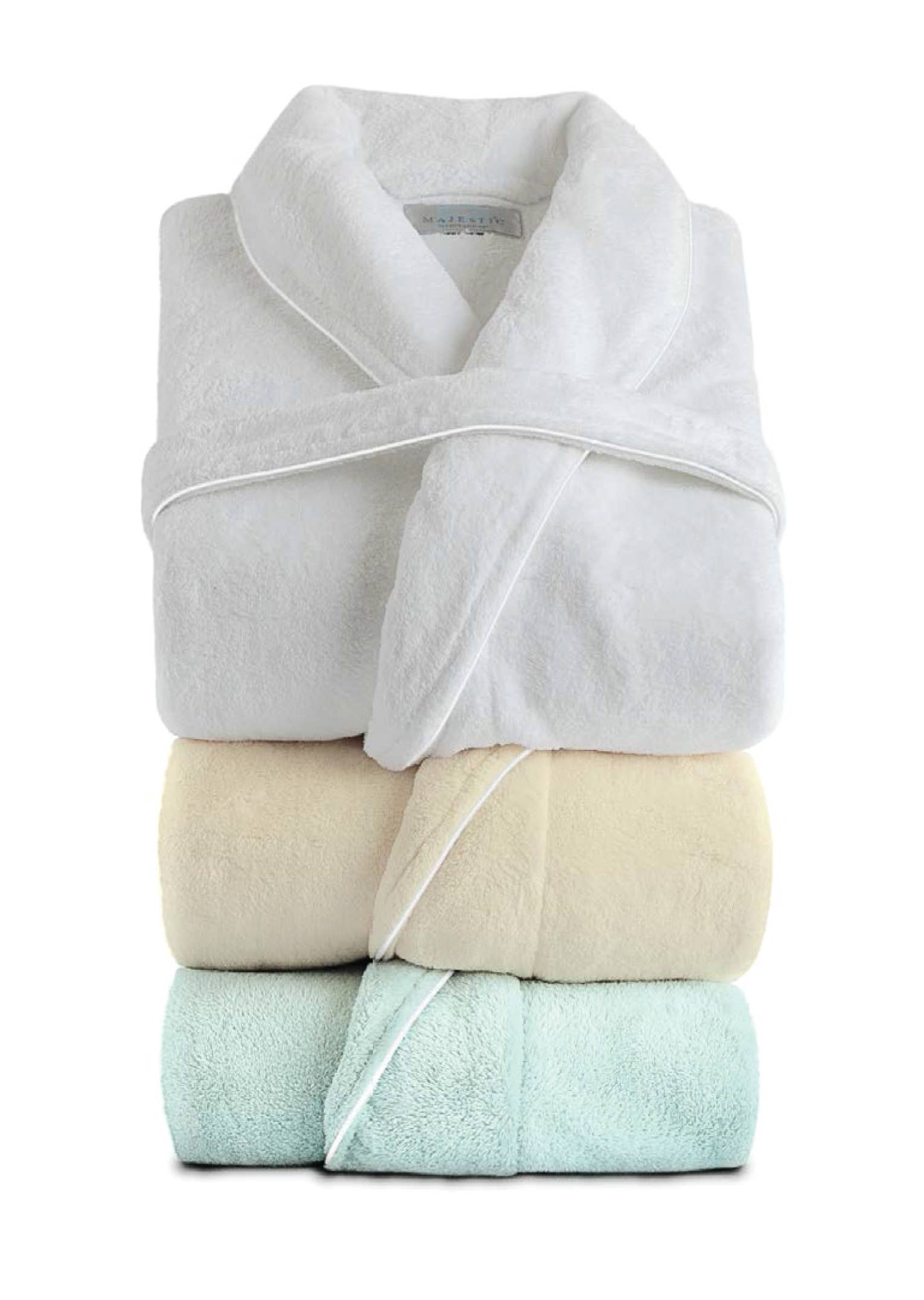 Off White cream Darlington Plush Fleece Shawl Robe-Cream for wholesale on Faire