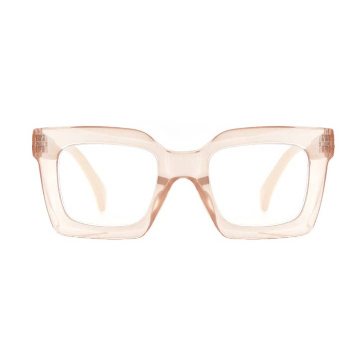 Ryan Simkhai Eyeshop - Wholesale Eyeglasses - Unisex - FIONA | Transparent Nude| Peach Temples | Blue Light