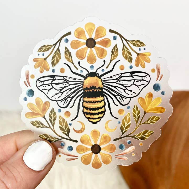 Flowers And Bee Clear Sticker for wholesale by Big Moods