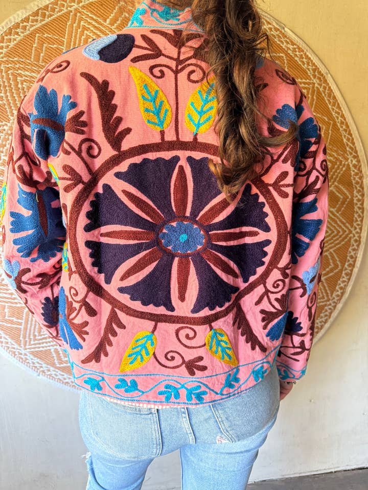 ToutVintage - Vente Veste – femme - Veste brodée TNT Vieux rose