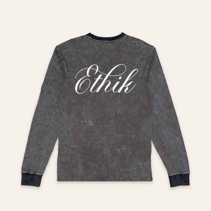 Maglia a maniche lunghe tinta in capo per la vendita all'ingrosso da parte di Ethik Worldwide