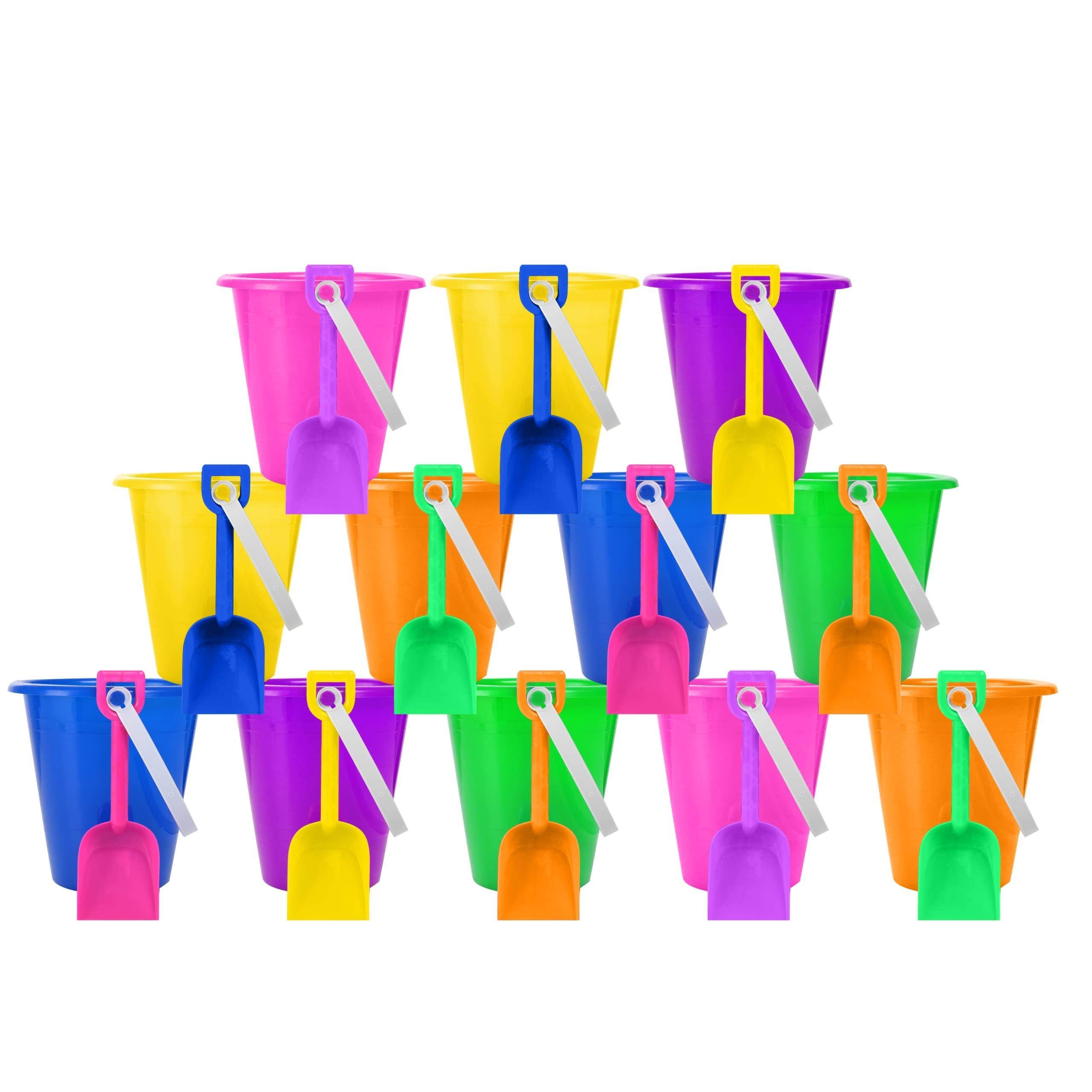 4E's Novelty - Wholesale Beach/Pool Toy - Kids & Baby - 12-Pack 5.5" Sand Buckets & Shovels - Beach/Party Toys0