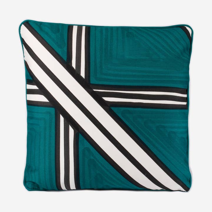 Handbeschilderd Tria kussen - Groen voor wholesale door Shellomar