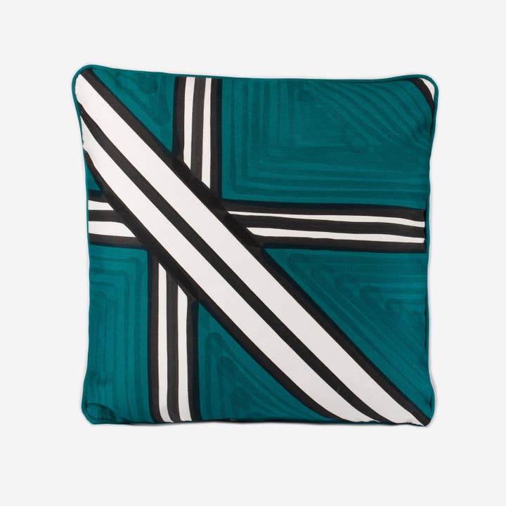 Hand-Painted Tria Cushion - Green for wholesale by Shellomar