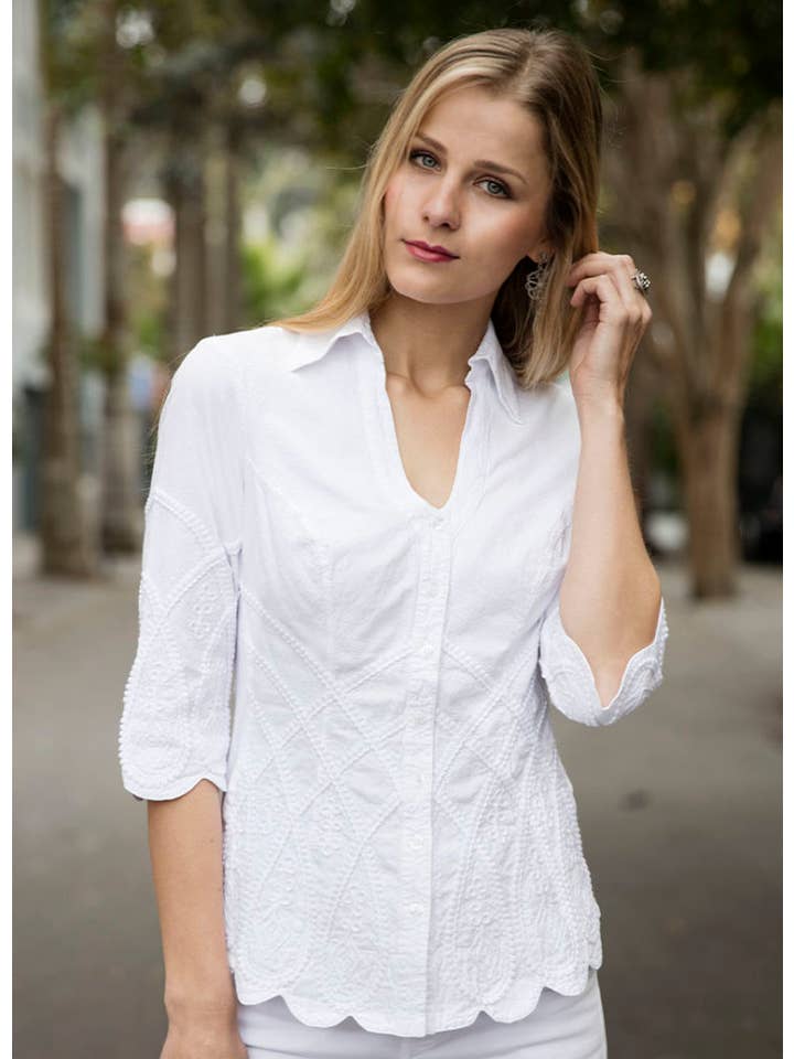 White Agnes Cotton Blouse for wholesale on Faire