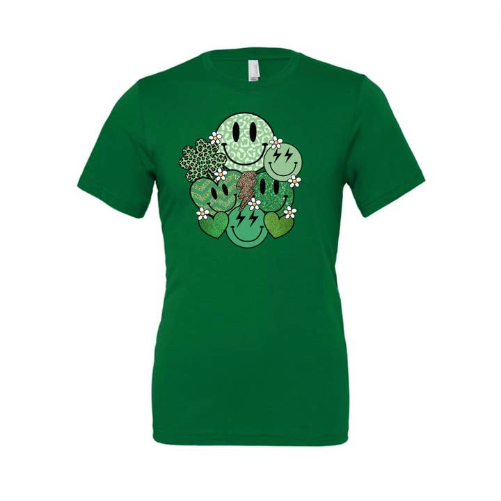 Kiki's Boutique - Wholesale Screen Printed T-Shirt - Women's - Smiley Faces St. Patty's Day Tee2