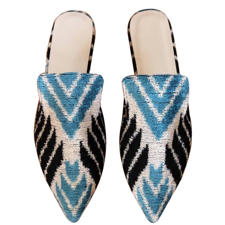 Chinelos de Veludo de Seda Ikat 027 por atacado de MIASETA