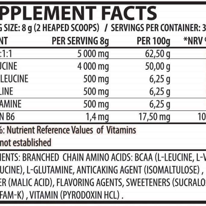 BMXX Sports Nutrition - Wholesale Protein/Superfood Powder - BCAA's PLUS 8:1:1 – with Glutamine and Vitamin B6 - 240g3