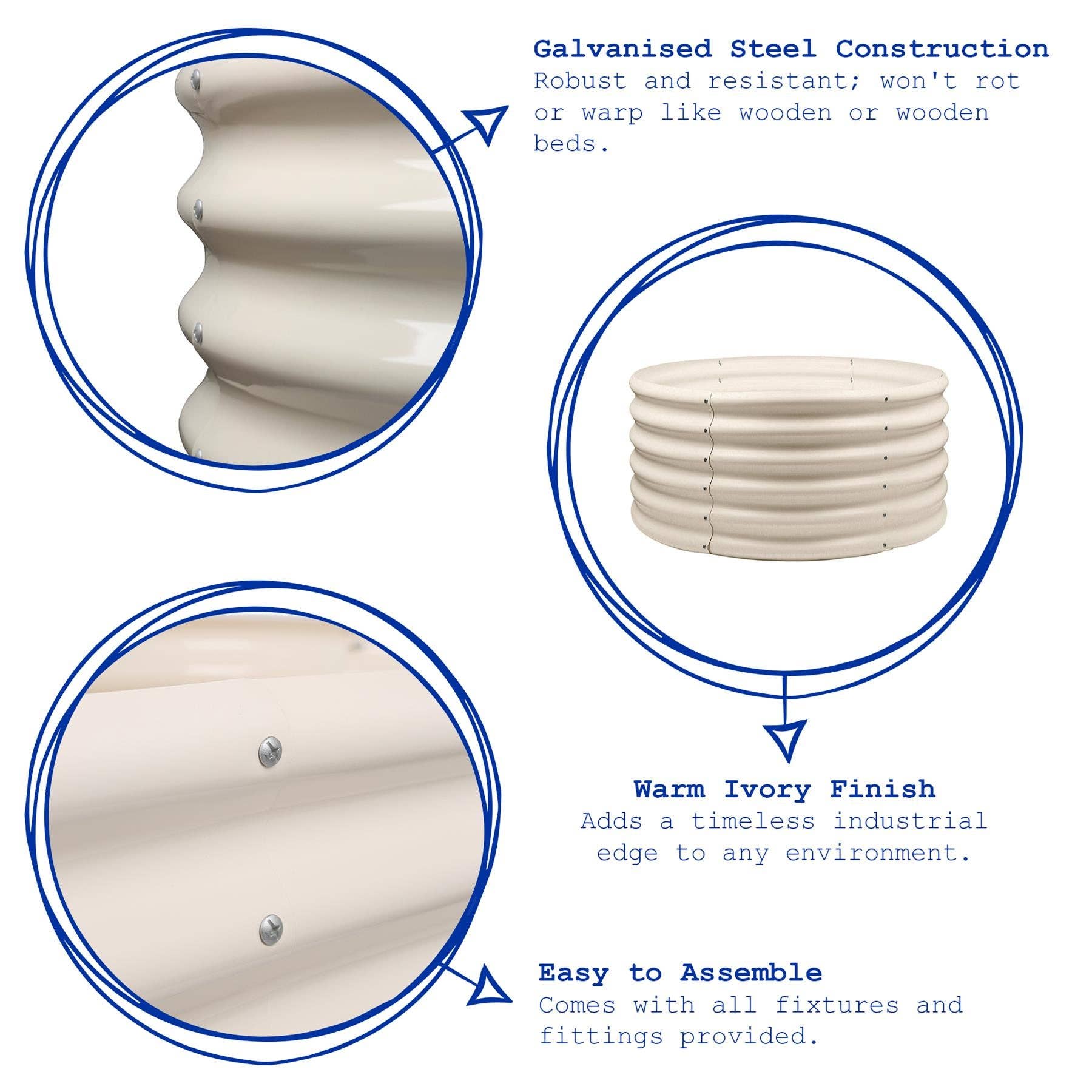 Rinkit Ltd - Venta al por mayor Jardinera - Cama de Jardín Elevada Redonda - 90cm x 45cm - Por Harbour Housewares11