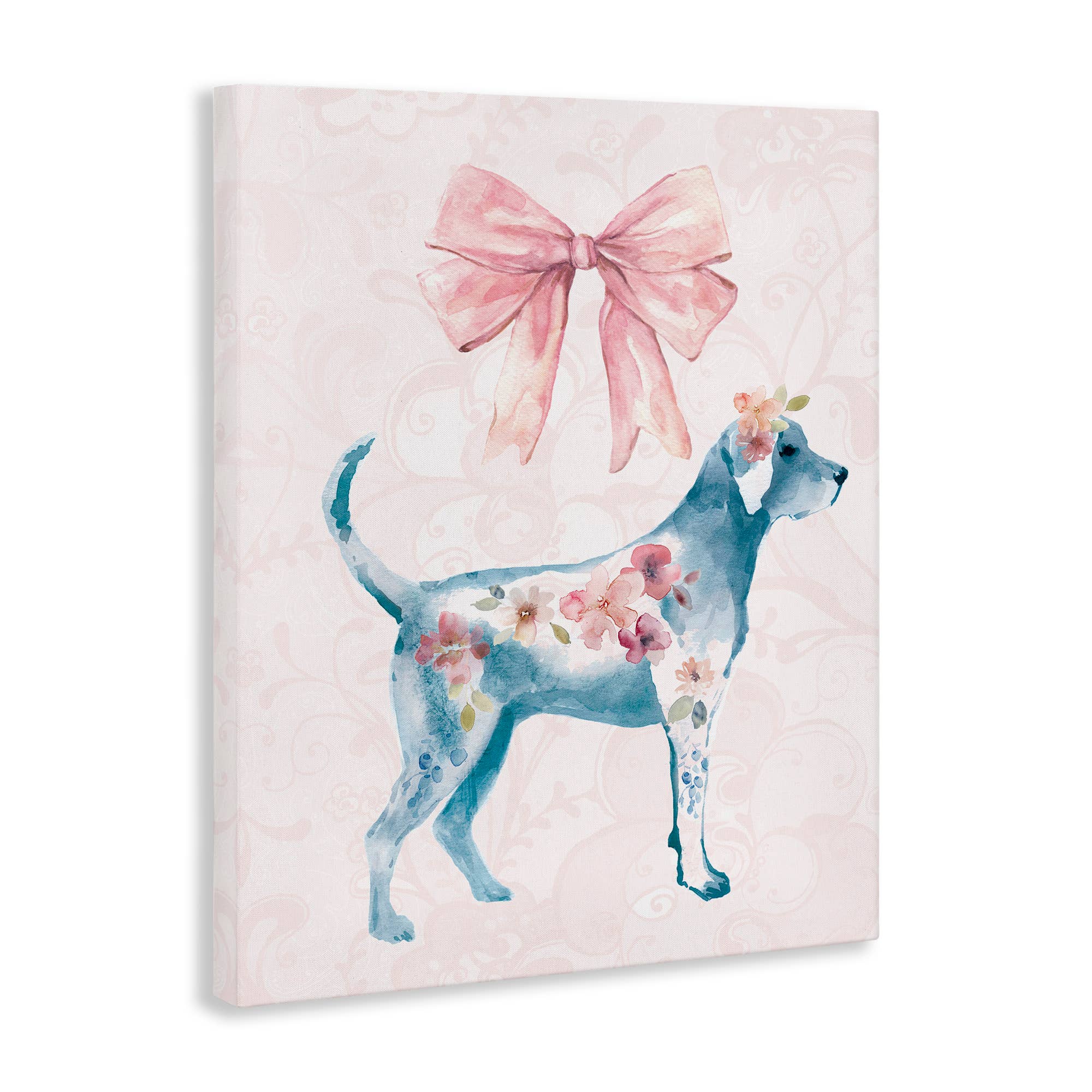Stupell Industries – wholesale Wall sign – Floral Dog with Pink Ribbon - Unframed Wall Art10