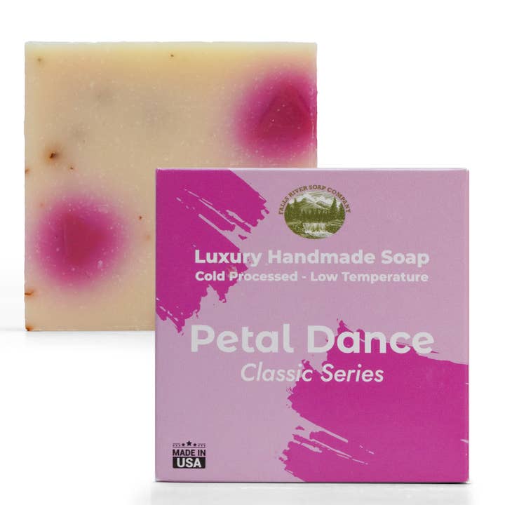 Petal Dance 5oz Tvål Handgjord Tvålbar - Körsbärsmandel, havregryn som exfoliant - Ren Eterisk Olja Naturliga Tvålar - Jubileumsbröllopsgåvor Julstrumpfyllare körsbärsblomma - Falls River Soap Company för wholesale av Falls River Soap Company