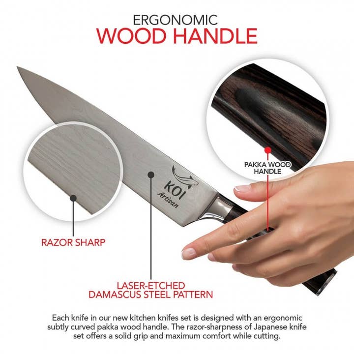KOI Artisan – wholesale Knife set – Koi Artisan Professional Knife Set - Laser Etched Box2