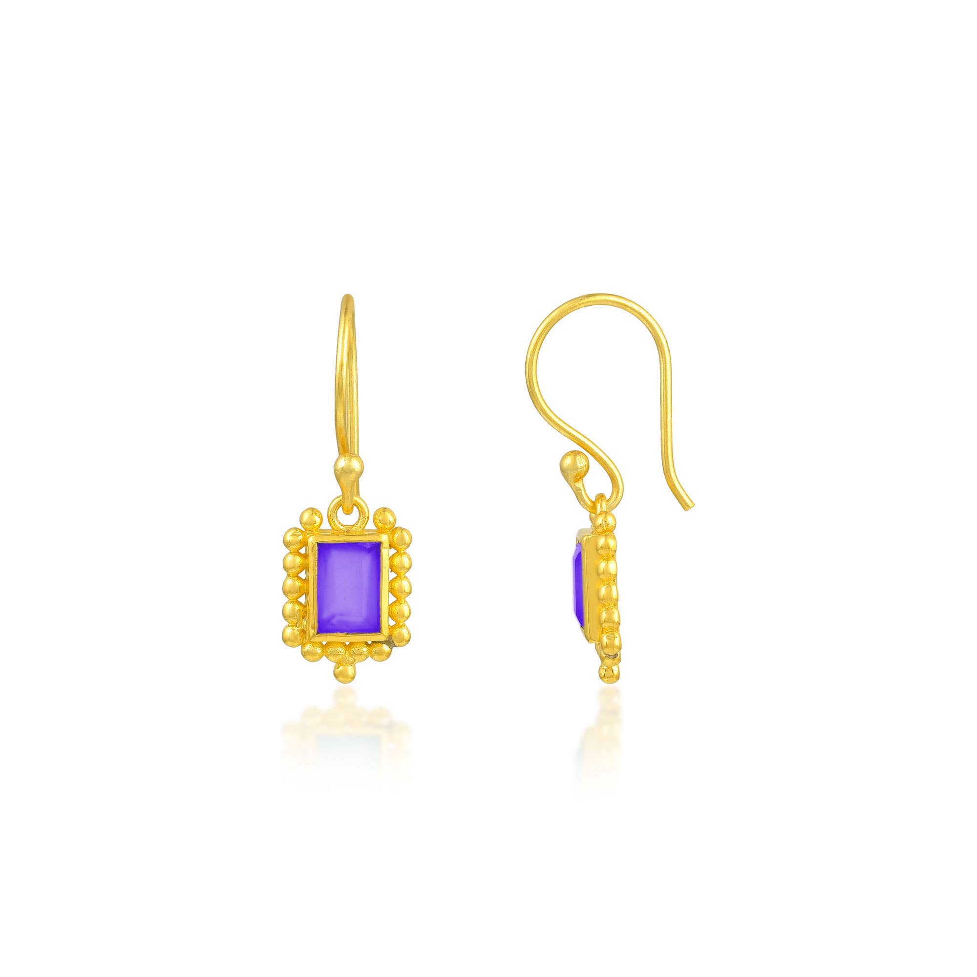 Plata y Minerales - Wholesale Dangle Earrings - Mineral Earrings - 30mm - Gold Plated