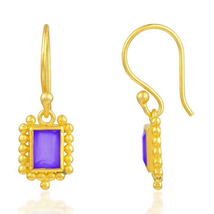 Plata y Minerales - Wholesale Dangle Earrings - Mineral Earrings - 30mm - Gold Plated0