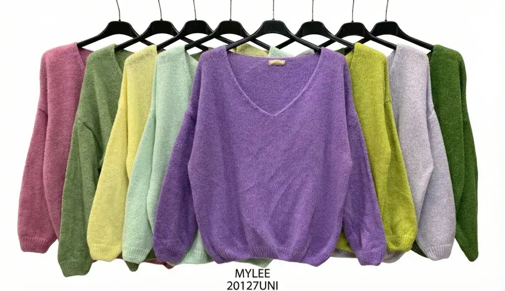 Mimi & Gogo - Vente Pull en maille – femme - Pull uni basique @20127_uni53