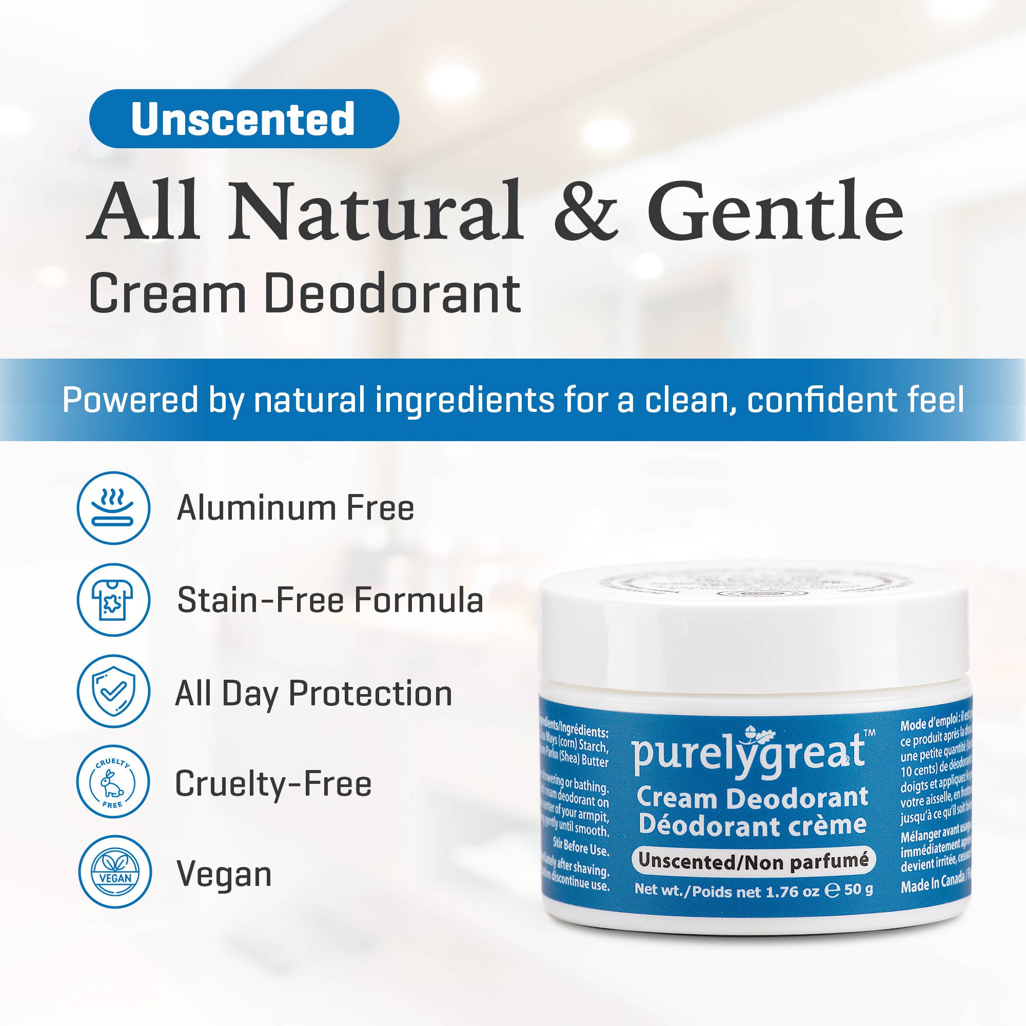 Purelygreat Natural Deodorants - Wholesale Deodorant - Unisex - Purelygreat Cream Deodorant - Unscented4