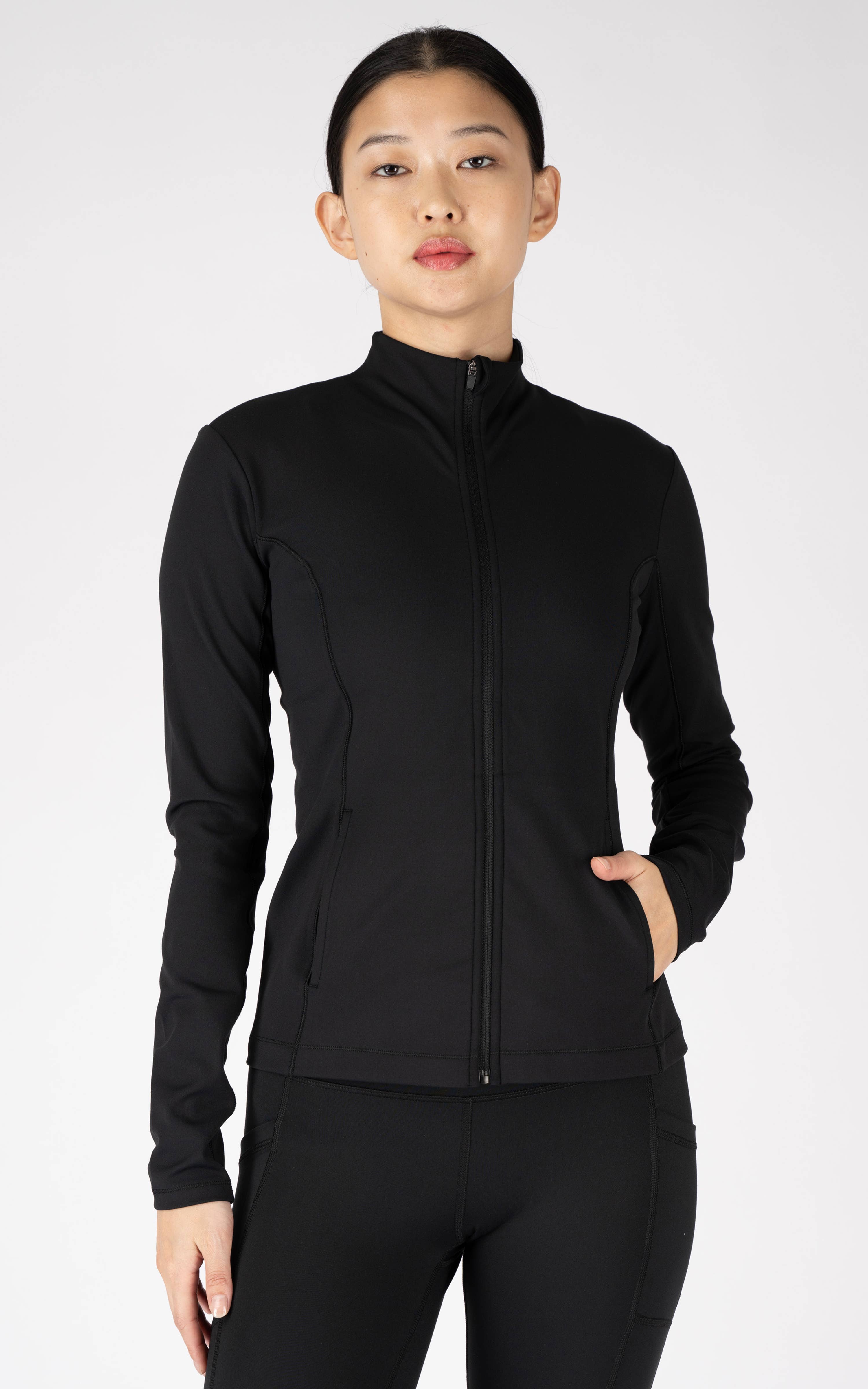 90 Degree By Reflex Jacket Women's Gray Striped Full Zip Long Sleeve Size L