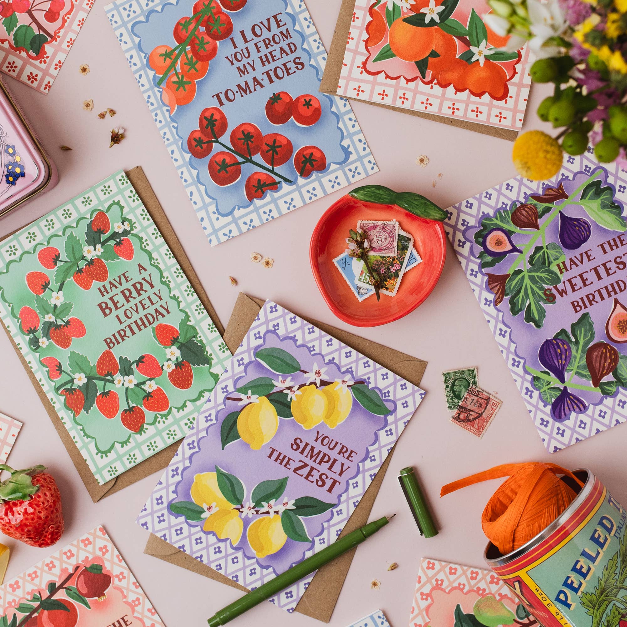 Jessie Maeve Studio - Wholesale Birthday Card - Papaya Birthday Card - Mediterranean Fruit Premium A6 Card4