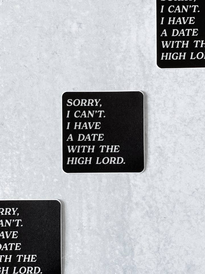 Date With The High Lord Sticker for wholesale by Wolf & Wren Co.