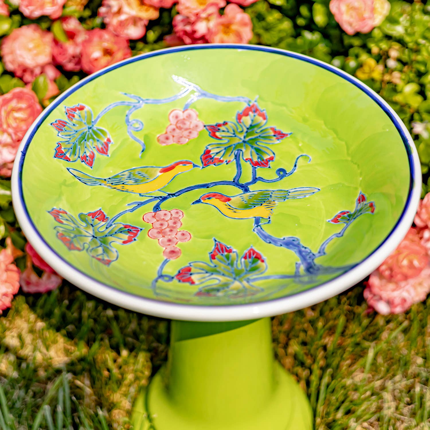 Zaer Ltd. International - Wholesale Bird Bath - 15 Inch Tall Porcelain Birdbaths- 6 Options2