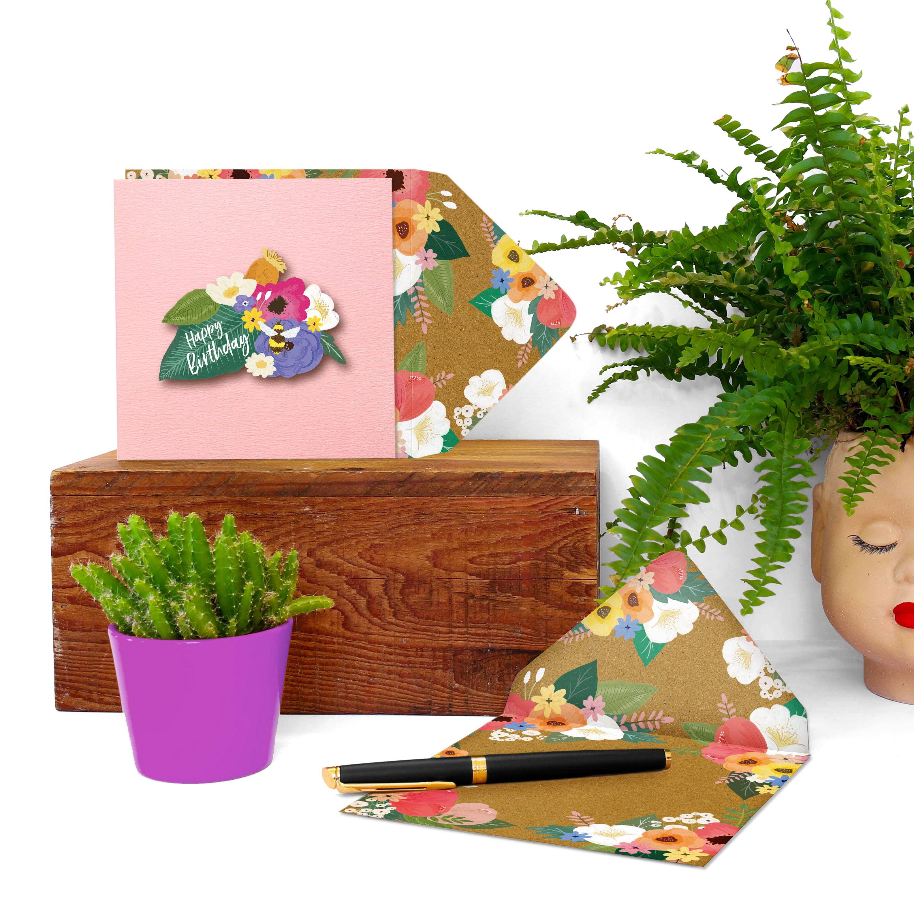 Tache - Wholesale Birthday Card - Happy Birthday Flowers, Handmade Greeting Card2