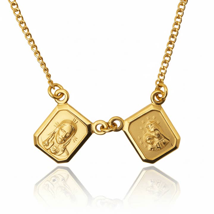 Guld Carmel Matte Scapular halskæde 16-tommer for engroshandel hos Guadalupe Gifts