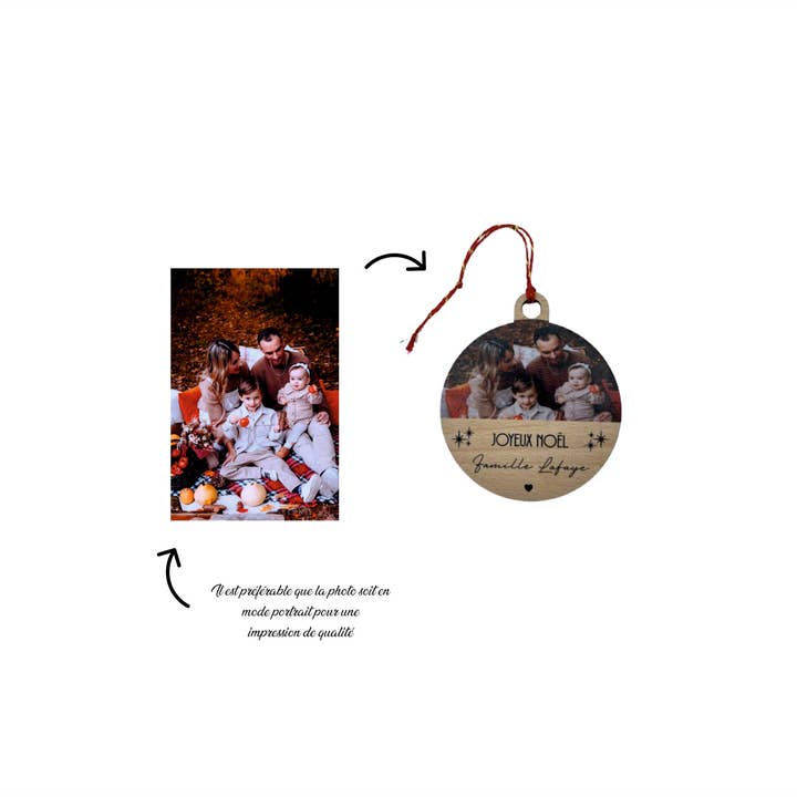ATELIER MFK - Wholesale Ornament - Personalized wooden photo Christmas bauble1