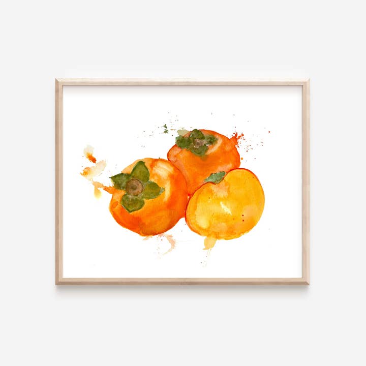 Impresión artística en acuarela de caqui para venta al por mayor de Menmin Made