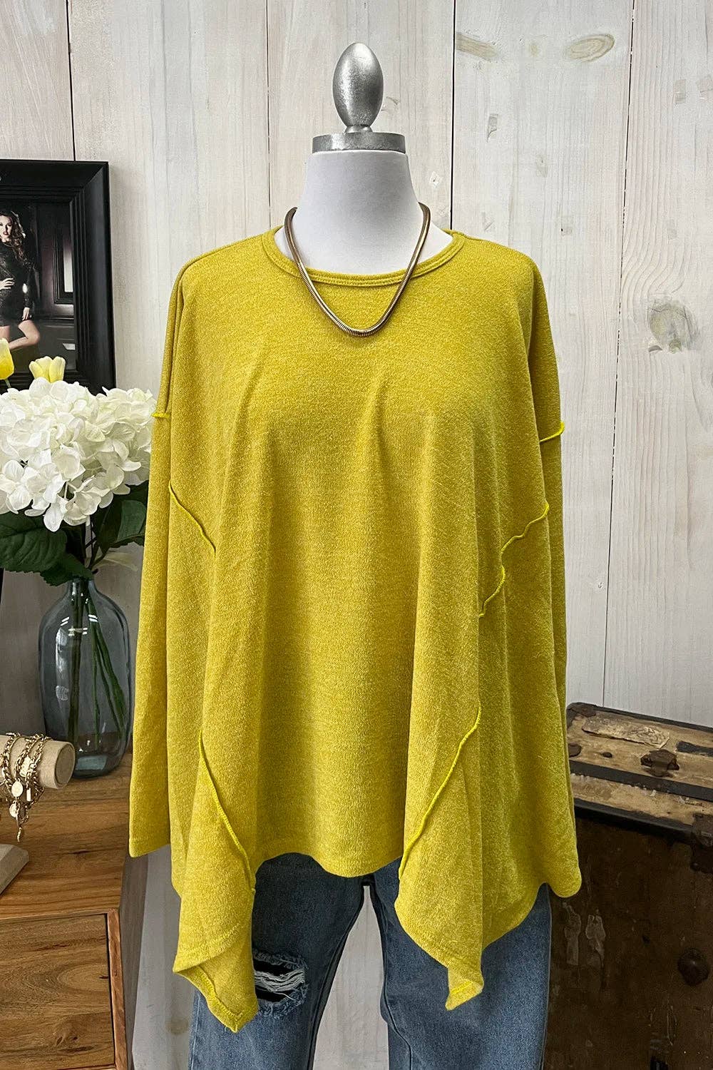 Tasha Apparel Wholesale - Wholesale Tunic Sweater - Women's - Oversized Asymmetrical Long Sleeve Relaxed Fit Cozy Sweater Top2