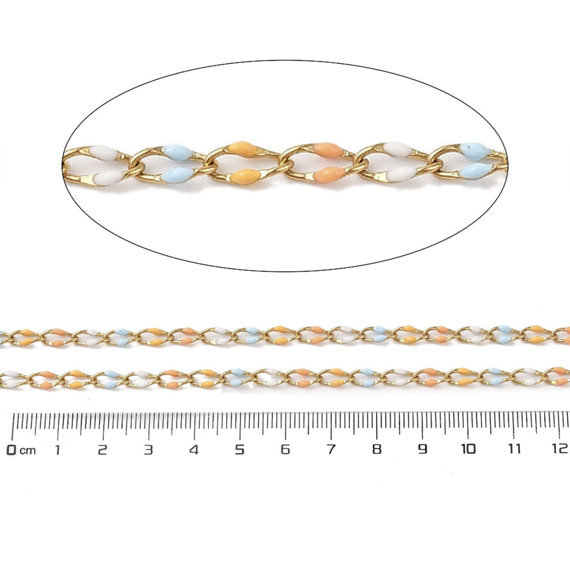 Love, Paige Designs - Wholesale Link & Chain Necklace - Autumn Skies Enamel Gold Link Chain By the Foot - Ion Plated Stainless Steel & Enamel1