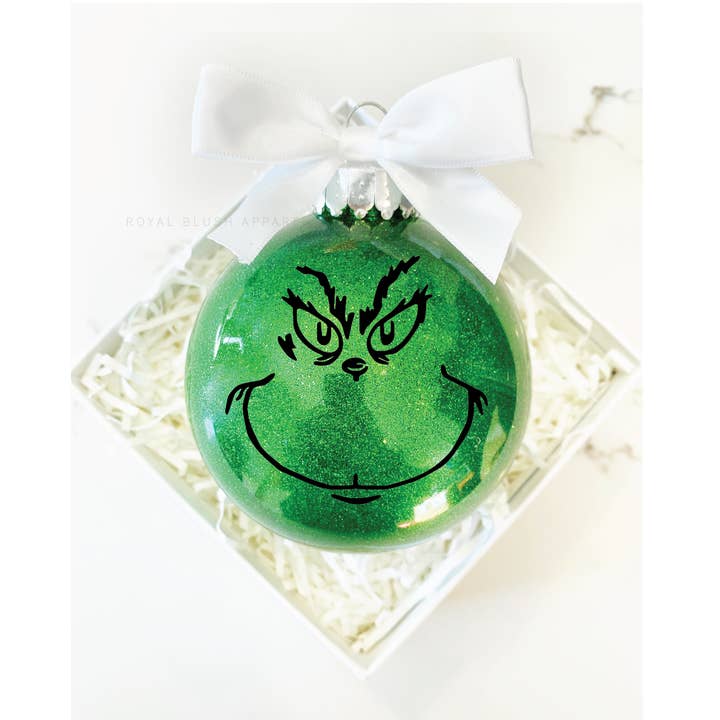 RBA Transfers - Wholesale Ornament - Grinch Face 4" Ornament UV DTF Sticker